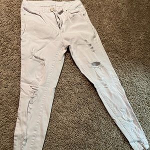 Rue21 high waist distressed white skinny jeans
